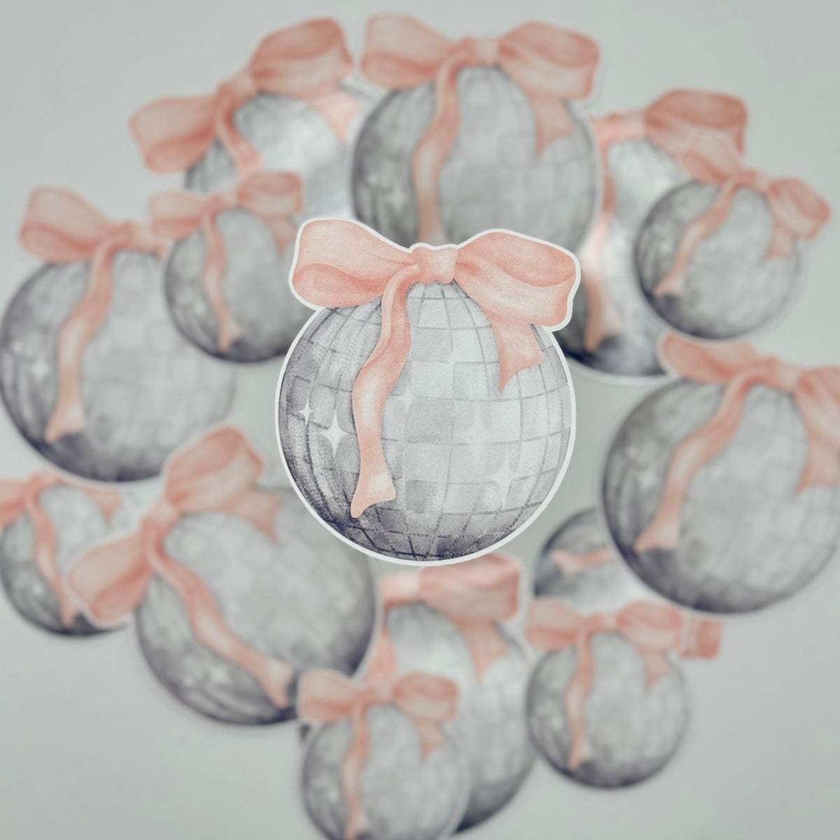 Pink Bow Mirrorball Sticker