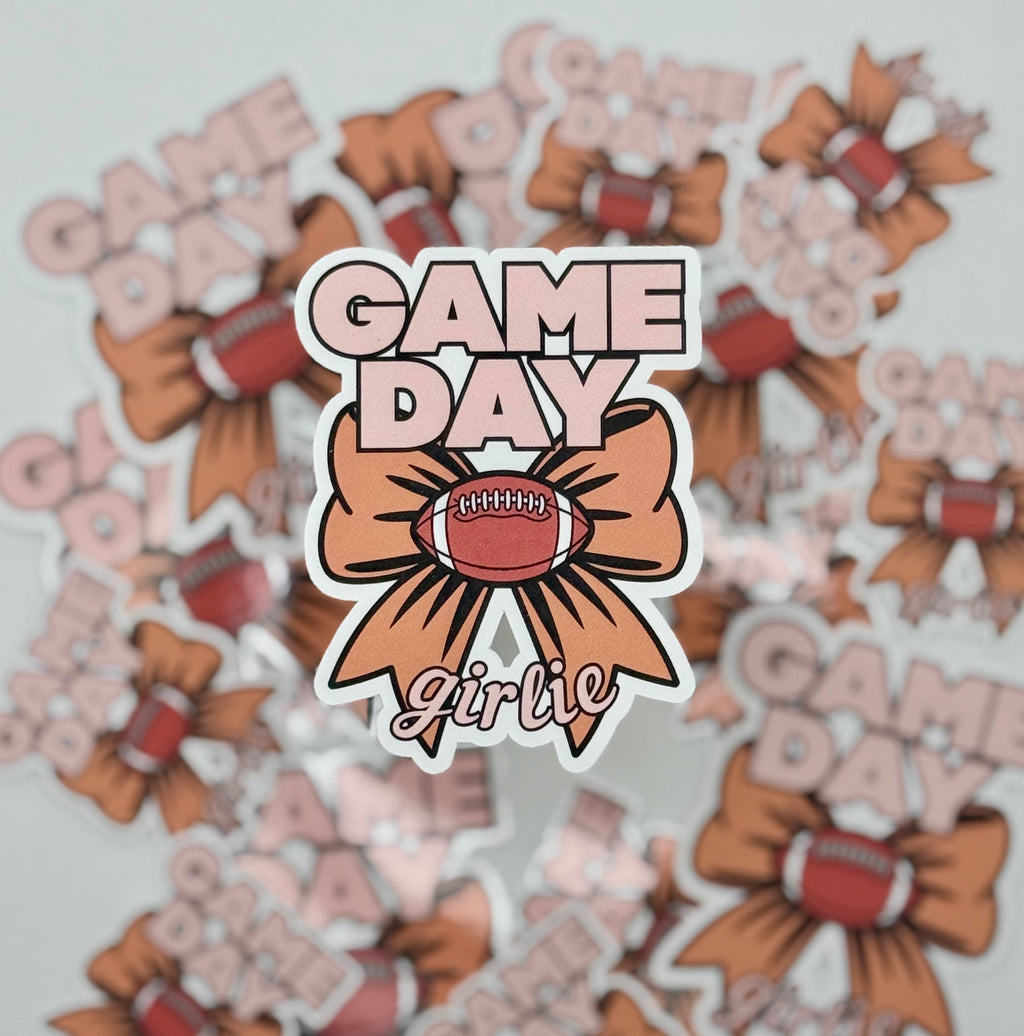 Game Day Girlie Bow Sticker