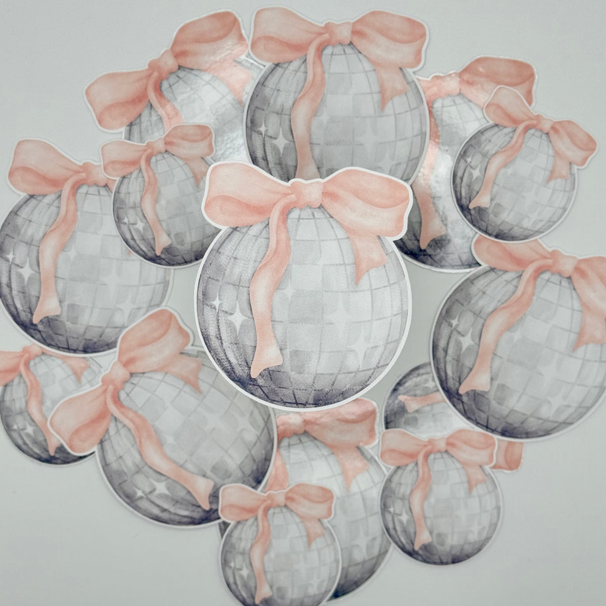 Pink Bow Mirrorball Sticker